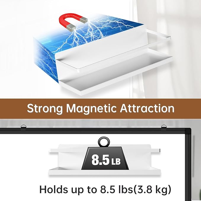 Magnetic Spice Rack for Refrigerator, Magnetic Fridge Shelf for Kitchen Spice Organizer, Spice Rack Wall Mount, Fridge Organizers and Storage (4, White)