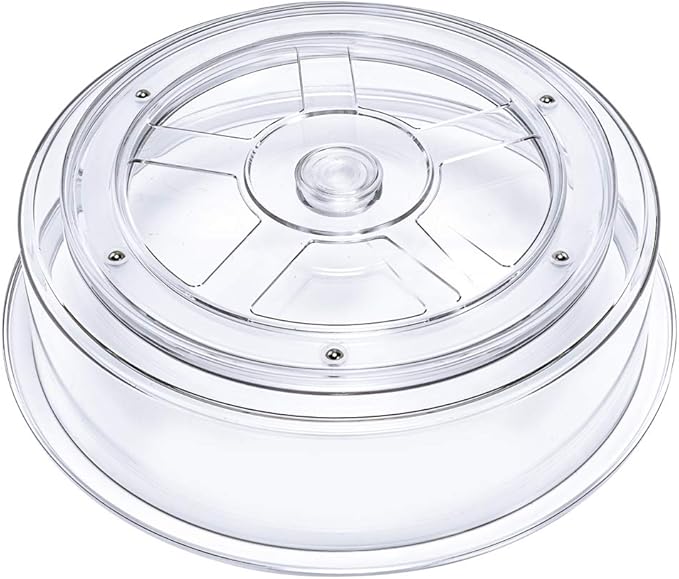 Slideep 9.8'' Round Lazy Susan Rotating Turntable Food Storage Container for Cabinet, Pantry, Refrigerator, Countertop, Spinning Organizer for Spices, Condiments, Baking Supplies