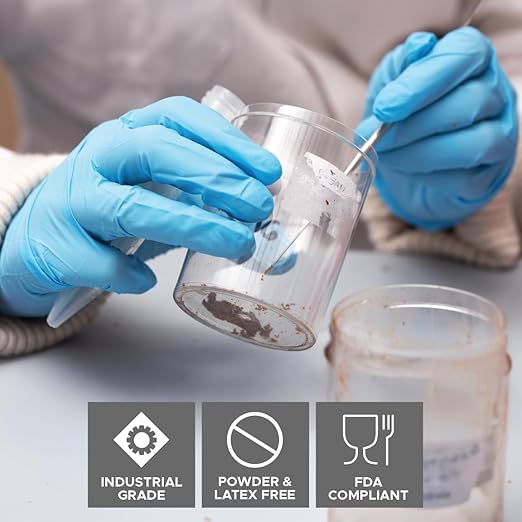DuraSkin T2010W Nitrile Disposable Gloves, 3.5 Mil - Blue, Large | Powder-Free, Micro-Textured, Industrial Grade | for Janitorial, Cleaning, Manufacturing (Box of 100)