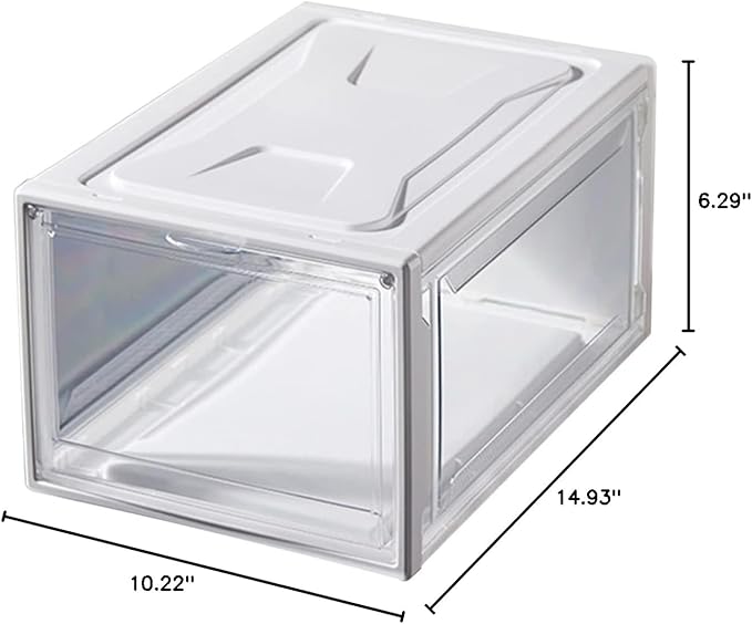 Zerodeko 1pc Transparent Sneaker Storage Box Clamshell Shoes Organizer Stackable Container for Shoes Socks and Accessories for Closet and Entryway Storage