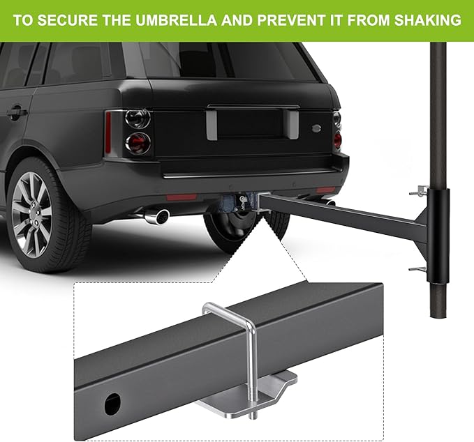 Dolibest Heavy-Duty Hitch Mount Umbrella Holder - Robust and Reliable Support for Large Patio and Outdoor Umbrellas(up to 2'' Poles) - Perfect for Road Trips, Tailgating, and Outdoor Gatherings