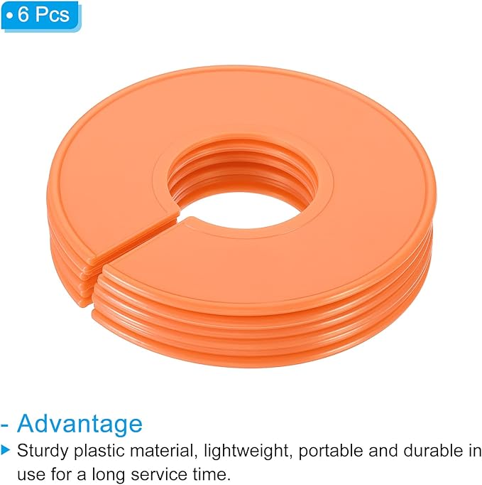 PATIKIL Clothes Dividers, 6 Pack Closet Clothing Rack Size Dividers Blank Labels Sorting Round Separator for Closet, Orange