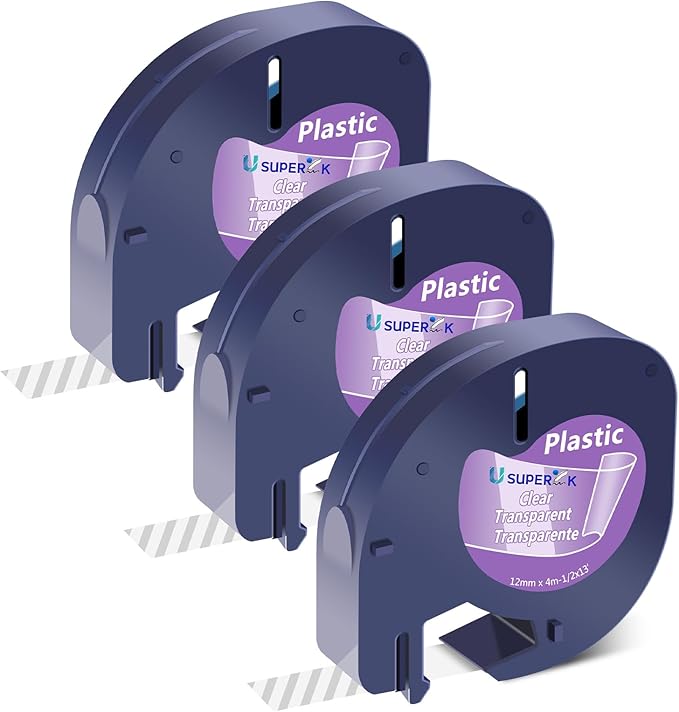 3 Pack Compatible for Dymo Letratag Refills Clear Plastic Label Tape 16952 S0721530 12mm x 4m 1/2'' x 13' for Dymo Letratag Label Maker Refills LetraTag Plus LT-100H LT-100T 200B