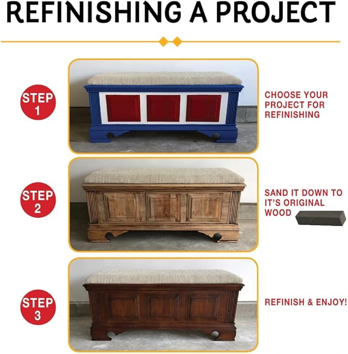 Strip 'N Sand Paint Remover 18 Blocks | Non‑Toxic, Chemical‑Free Paint & Varnish Stripper | Contour Sanding Blocks for Wood, Metal & Masonry | Ideal for Kitchen Cabinets, Furniture