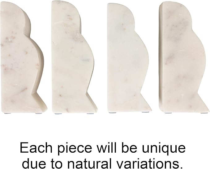 Creative Co-Op Decorative Marble Wave Bookends, Mottled White