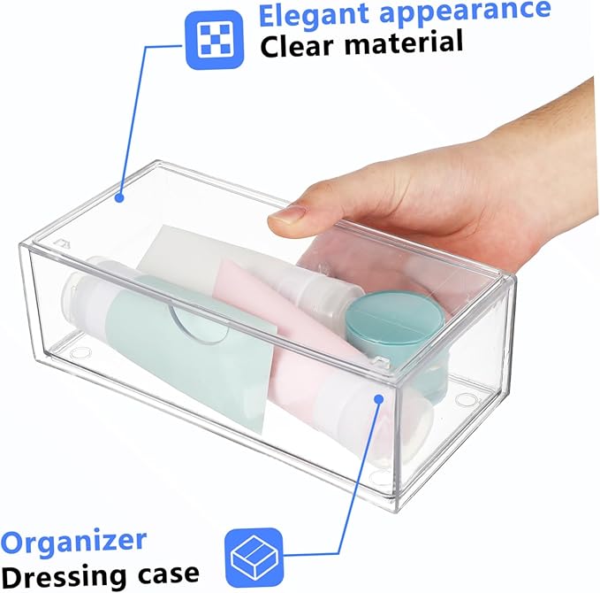 CHILDWEET 3pcs Acrylic Makeup Storage Box Lid Compartment Organizer Desktop Lipstick Holder
