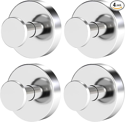 Suction Cup Hooks for Shower, Heavy Duty Towel Hooks for Walls No Damage, Modern Shower Suction Hooks for Kitchen Bathroom Wall, Glass, Mirror, Tile, Hanging Towels Robes, Chrome (4 Pack)