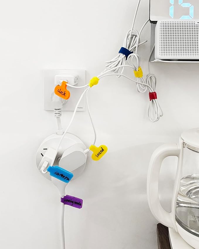 32 Pcs Cable Labels, Multi-Color Write On Cord Label, Wire Labels, Cable Tags, Wire Tags for Electronics, Computers Cable Management and Identification, Assorted Colors, 1.2" x 0.63"