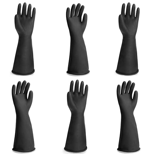 Safety Work Gloves for Men, 3 Pairs Chemical Resistant Elbow Length Gloves, Heavy Duty Rubber Industrial Glove for Cleaning Aquarium, Pool, Chemistry Laboratory, 18" Long, Extra Large