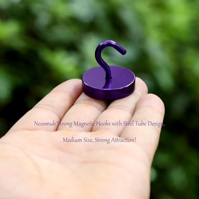 Neosmuk Magnetic Hooks, Cruise Ship Essentials, 10lb+ Heavy Duty Magnetic Hooks for Cruise Cabins, Refrigerator, Grill, Hanging, and Travel | Extra Strong Must-Haves Magnet Hook,Purple