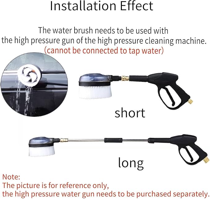 Rotary Wash Brush, 360 Degrees Fan Shaped Power Washer Attachment with 1/4 Quick Connector for High Pressure Water Gun