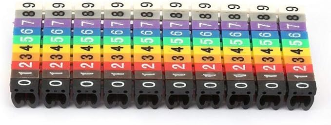 Fafeicy Coded Clip on Wire Markers, Wire Number Labels, Colorful Wire Numbering Marker Tube Cable Marker for Marking(100PCS -4MM 4)