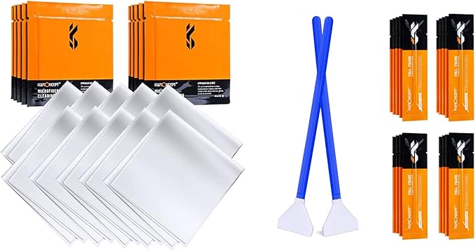 10Pcs Microfiber Cloths & 20 Pcs Full-Frame Sensors Cleaning Swabs