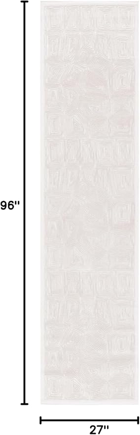 SAFAVIEH Prestige Collection Runner Rug - 2'3" x 8', Ivory & Beige, Geometric Design, Ideal for High Traffic Areas in Entryway, Kitchen & Bathroom (PTE120A-28)