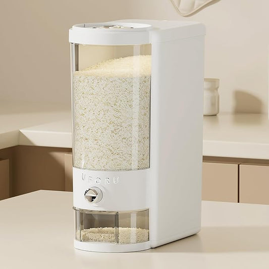 Rice Dispenser 20 lbs | Large Rice Storage Container for Kitchen&Pantry - Space-saving, Moisture & Pest-proof, BPA-Free - Dry Food Dispenser with One-Touch Dispenser & Measuring Cup for Families