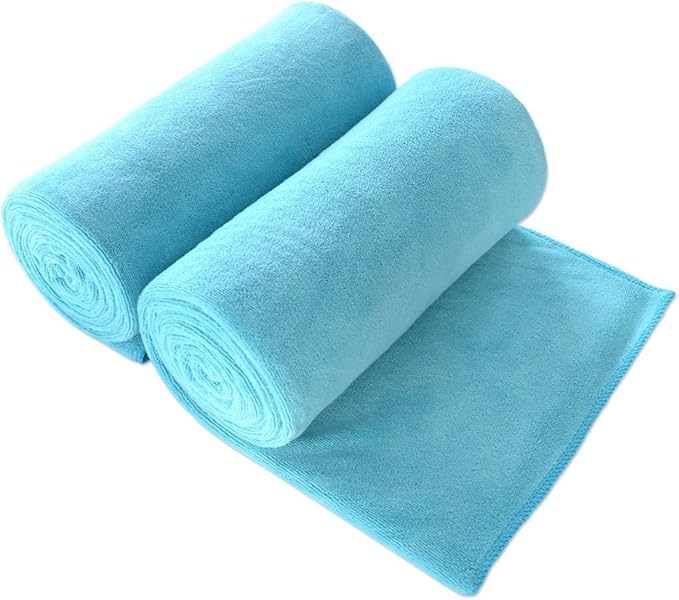 Microfiber Bath Sheet Towels for Adult, 2 Pack, 40" x 80", Oversized Bathroom Towel with Hanging Loop, Soft Super Absorbent, Fast Drying, Perfect for Sauna, Sport, Fitness, Yoga, Aquamarine