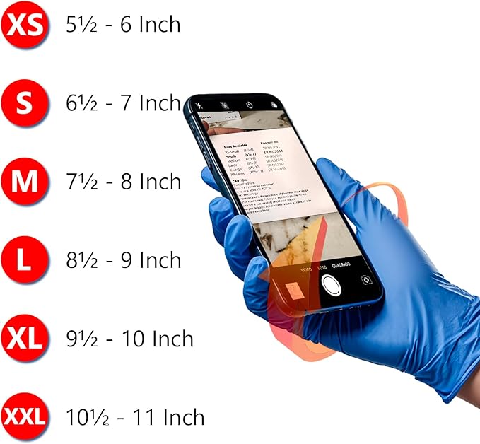 200 Count Nitrile Gloves Disposable Latex Free - Assorted Sizes Disposable Gloves, Cleaning, Kitchen, Fix, Food Prep, Protective(Blue, Large 100 Count + Medium 100 Count)