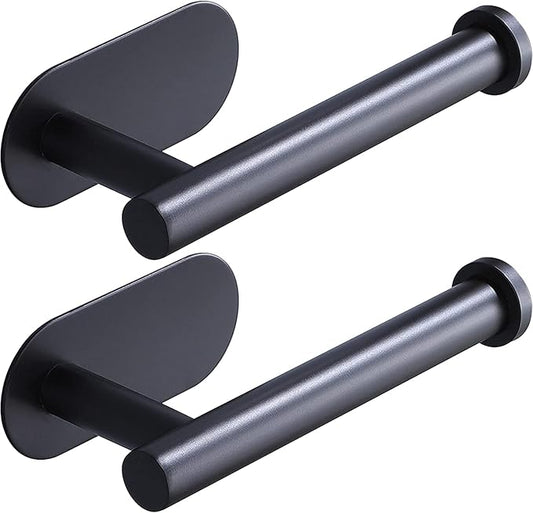 Toilet Paper Holder,Matt Black, Wall Mount,Upgraded Adhesive Toilet Paper Roll Holder,no Drilling,Bathroom/Rv/Washroom, SUS 304 Stainless Steel, Rustproof (Black, 2 Pieces)