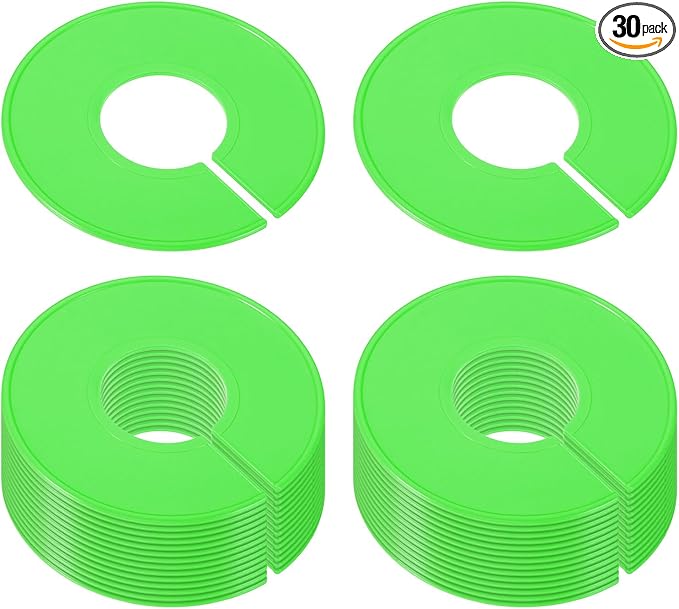 PATIKIL Clothes Dividers for Hanging Clothes, 30 Pack Closet Clothing Rack Size Dividers Blank Labels Sorting Round Separator for Closet, Green