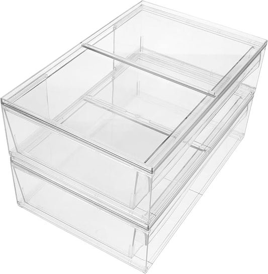 Makeup Storage Organizers 2pcs Desktop Sundry Holder with Drawers Acrylic Cosmetic Box