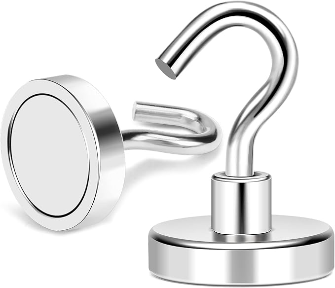 MIKEDE Magnetic Hooks, 85LB+ Heavy Duty Magnetic Hooks Cruise with Epoxy Coating for Refrigerator, Strong Magnet Hooks for Tool Room, Magnetic Metal Hooks for Grill - 8 Pack
