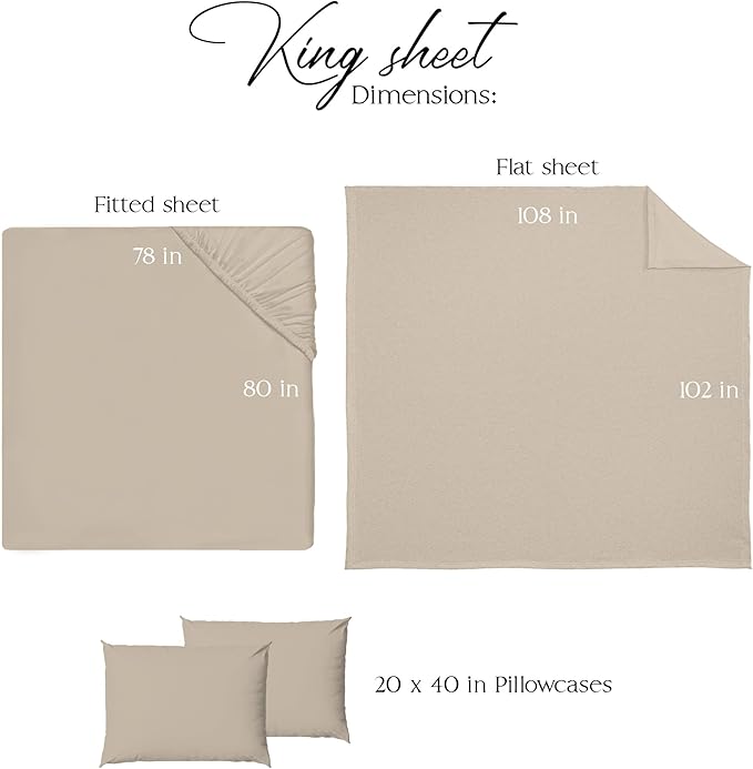 NORTHWEST Ashford Home Essentials Bedding, 4 Piece King Size Sheet Set, Sand Dollar Taupe