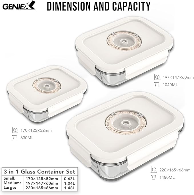 Glass Vacuum Seal Containers for Food Storage (Sealer sold separately)