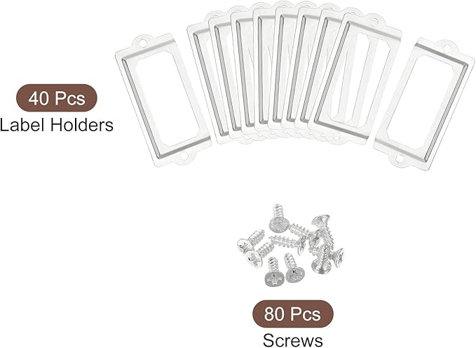 uxcell Metal Label Holders, 70x33mm 40pcs File Name Card Tag Label Holder Frame for Office Library Drawer Cabinet Shelves, Silver Tone