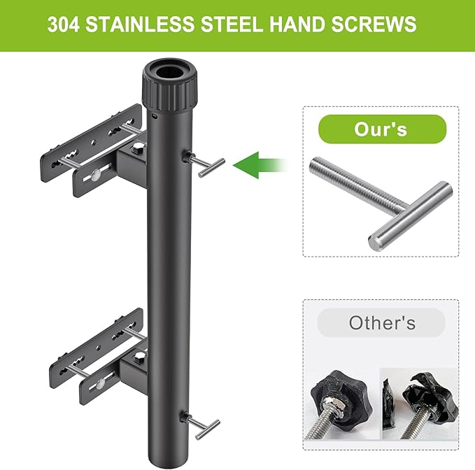 Dolibest Heavy Duty Patio Umbrella Holder, Space Saver Umbrella Holder, Adjustable Umbrella Deck Mount for Railing, Full Welded Construction-Sturdy and Easy to Install for Patio, Deck, Poolsid