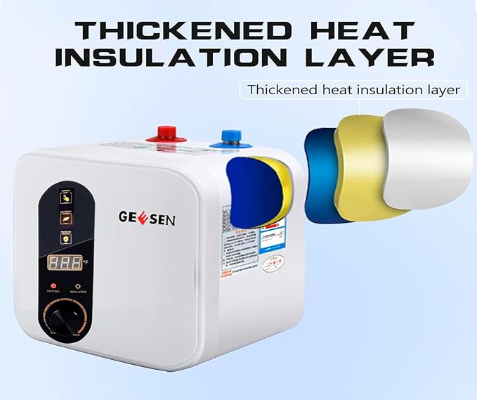 Electric Hot Water Heater 120/240V Small Compact Tank Storage,Rv Tr 3.5 Gallon Trailer 1.5KW Kitchen Instant Under Sink Counter Cupboard, RV 1 PCs 16” Long 1/2”FIP Stainless Steel Water Hose