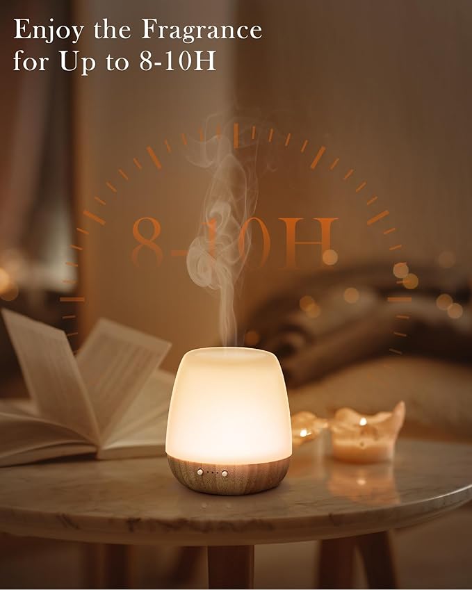Essential Oil Diffuser -2.4MHz Ultrasonic Glass Diffuser for Home&Commercial,180ml, Pulse&Continuous Mist, 1/3/8H Timer, Waterless Auto-Off, Silent (≤25dB), Aromatherapy Diffuser with Light
