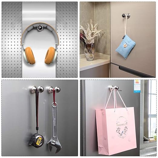 Magnetic Hooks for Hanging Coats, Magnet Hooks Heavy Duty Magnet Holder, Neodymium Rare Earth Magnet for Home, Office, Bags, Workplace or Traveling. Pack of 2