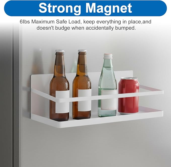 MAQUITA 2 Pack Magnetic Spice Rack Refrigerator Side Magnetic Spice Rack Kitchen Shelf Fridge Shelf Perfect Space Saver for Kitchen
