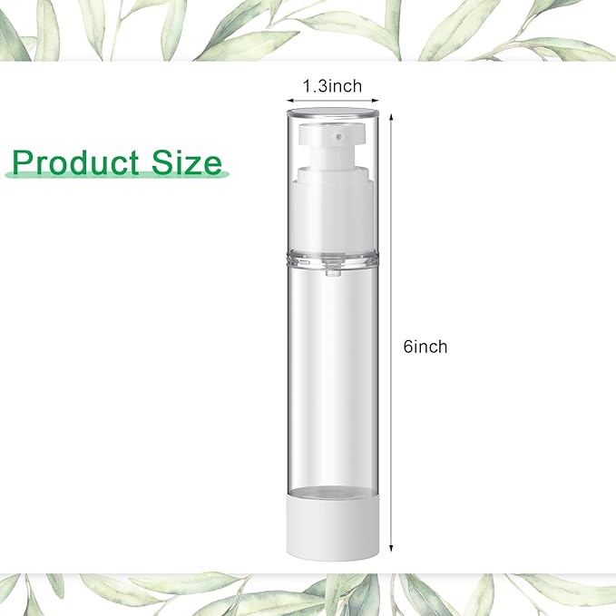 60 Pcs Clear Airless Pump Bottles Refillable Cosmetic Travel Size Dispenser Vacuum Plastic Travel Bottles Empty Lotion Pump Dispenser Liquid Toiletry Container(1.7 oz)