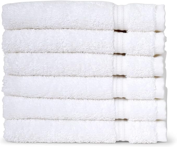 TowelSelections Soft and Absorbent Towels Cotton for Bathroom Hotel Shower Spa Gym, 4 Washcloths White