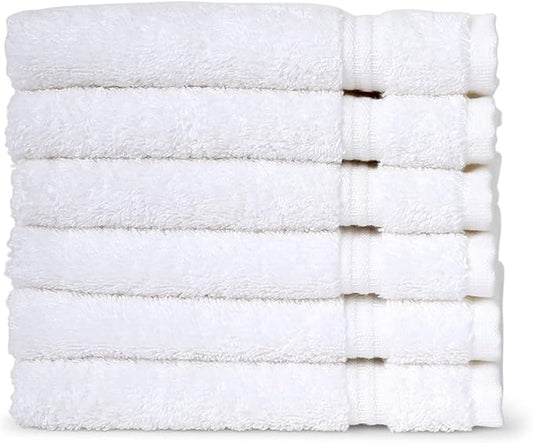 TowelSelections Soft and Absorbent Towels Cotton for Bathroom Hotel Shower Spa Gym, 4 Washcloths White