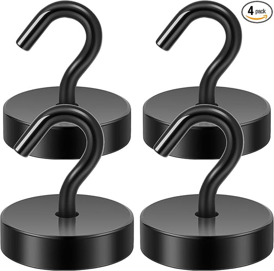 Neosmuk Magnetic Hooks, Cruise Ship Essentials, 80lb+ Heavy Duty Magnetic Hooks for Cruise Cabins, Refrigerator, Grill, Hanging, and Travel | Extra Strong Must-Haves Magnet Hook,Black