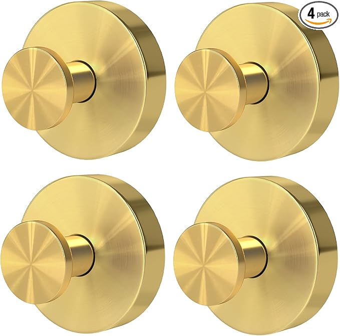 Suction Cup Hooks for Shower, Heavy Duty Towel Hooks for Walls No Damage, Modern Shower Suction Hooks for Kitchen Bathroom Wall, Glass, Mirror, Tile, Hanging Towels Robes, Gold (2 Pack)