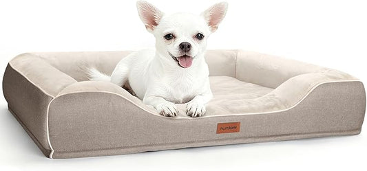 Puppy Beds for Small Dogs Orthopedic with Cooling Gel Memory Foam Washable Small Size Dog Couch with Removable Cover Waterproof for Senior Pets or Cats,24"x18"x6"Beige