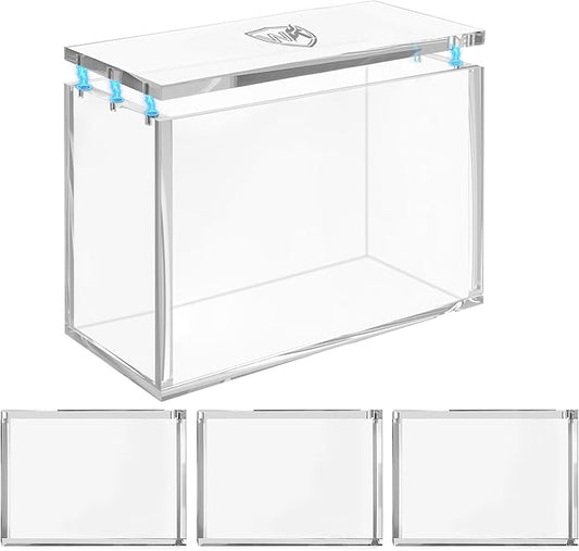 Acrylic ETB Case 3 Pack, 8mm Ultra Thick with Magnetic Lid, Stackable Clear Display Box, Compatible with PKMN ETB Trading Cards Collection Storage Container