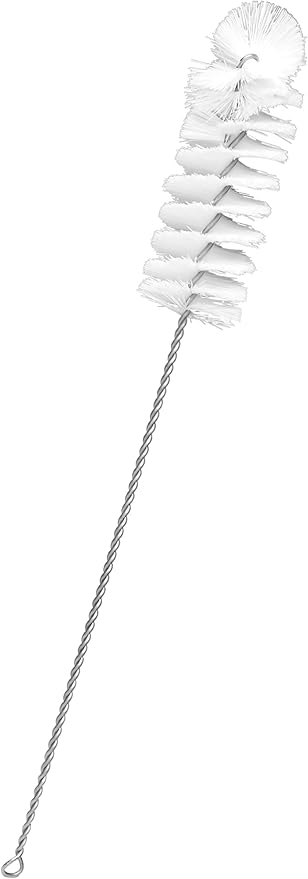 EISCO (Pack of 12) Nylon Cleaning Brushes with Fan-Shaped Ends, 12.25" - Twisted Stainless Steel Wire Handles - Ideal for 1.2" - 1.4" Diameter Tubes, Bottles, Flasks, Cylinders, Jars, Vases, Cups