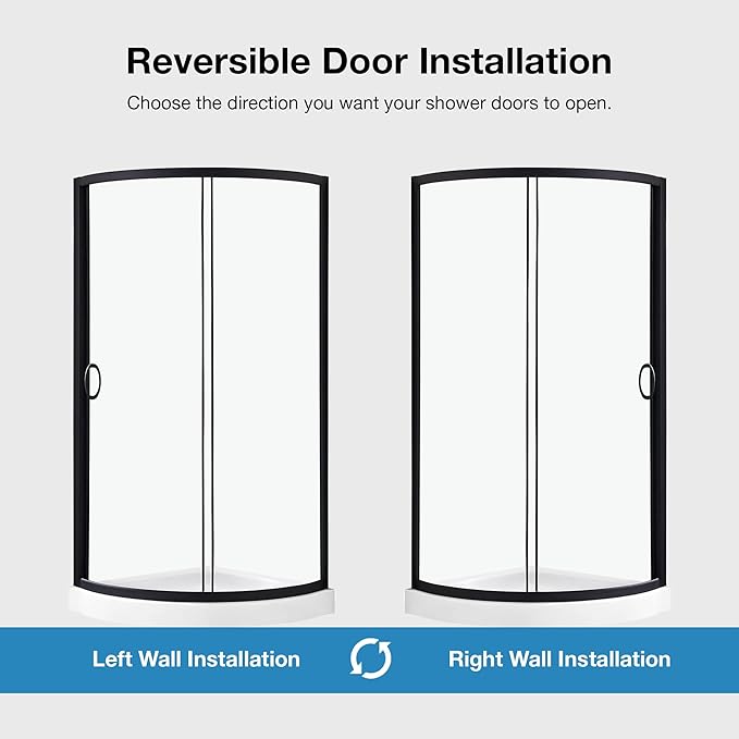 OVE Decors Breeze 34 in. Corner Shower Clear Sliding Door with Base in Black Finish
