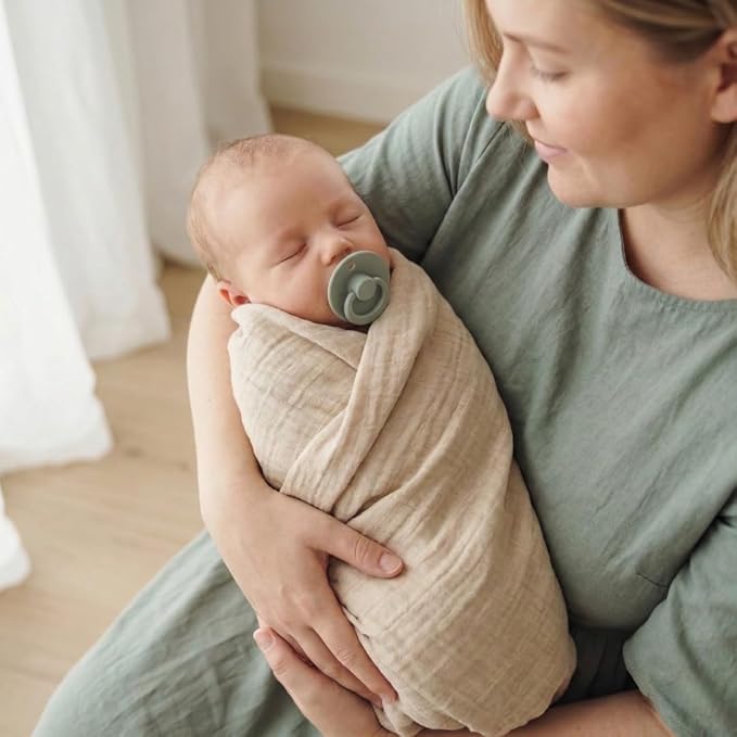 Baby Swaddle – Organic Cotton Muslin Baby Swaddles for Newborns 47” x 47” (Fog)