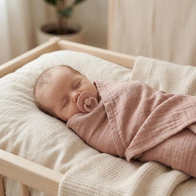 Baby Swaddle – Organic Cotton Muslin Baby Swaddle for Newborn 47” x 47” 2-Pack (Fog/Blush)