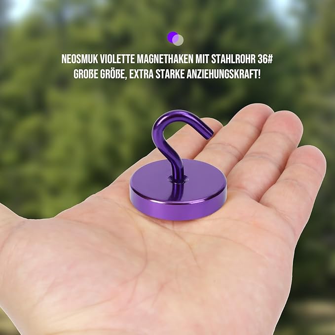 Neosmuk Magnetic Hooks, Heavy Duty 170lb Strong Magnets for Cruise Cabins, Ship Essentials, Large Metal Hooks for Hanging on Fridge(Purple,Pack of 4)