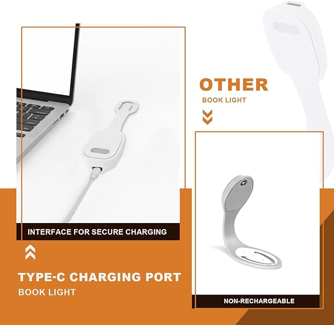 Rechargeable Kids Book Light, Cute Bookmark Reading Light for Kids, Dimmable Portable LED Book Light for Reading in Bed, Eye-Caring Bedtime Reading Lamp for Children & Travel, White