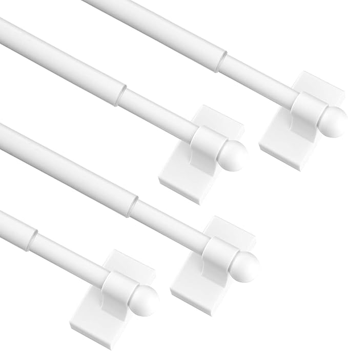 WL.Rocaille Magnetic Curtain Rods Adjustable Magnetic Rods for Metal Appliance, Doors, Windows, 16 to 28 Inch/4 Pack/Easy Installation Toilet Towel Bar, Multi-Useful (White, 4pack)