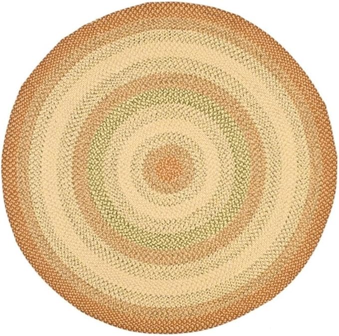 SAFAVIEH Washable Rug Outdoor Braided Collection - 9' Round, Rust & Multi, Handmade & Reversible, Non-Shedding & Easy to Clean, Ideal for Patio, Backyard, Mudroom (BRD303A)