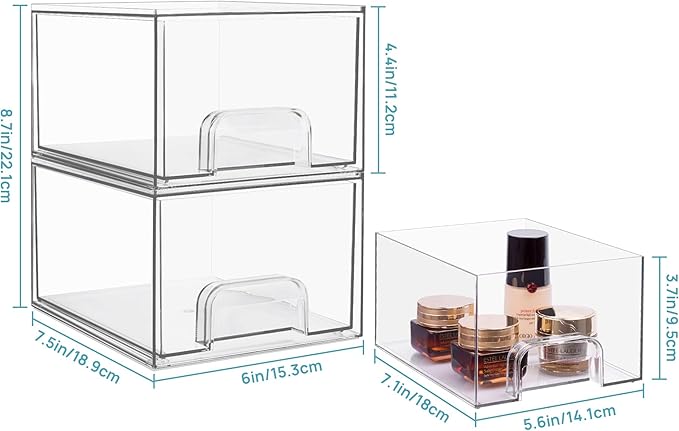 Vtopmart 4 Pack Stackable Makeup Organizer Storage Drawers Set