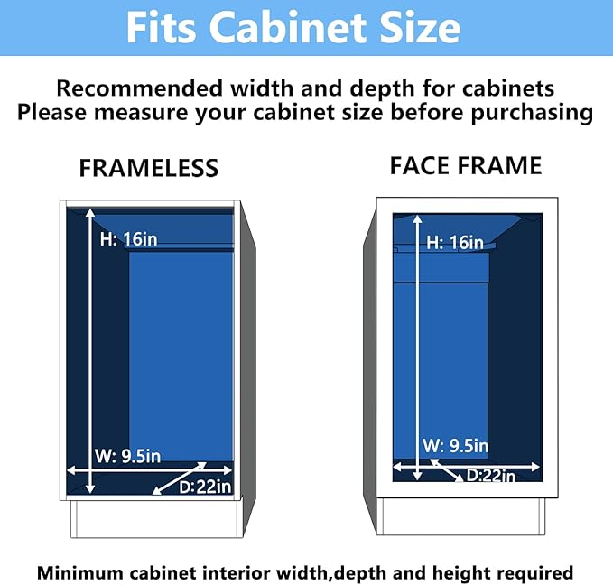 LOVMOR Individual Pull Out Cabinet Organizer, 2 Tier Slide Out Cabinet Drawers, Pots and Pans Organizer and Storage Pantry Shelf for Kitchen (9" W x 21½" D)